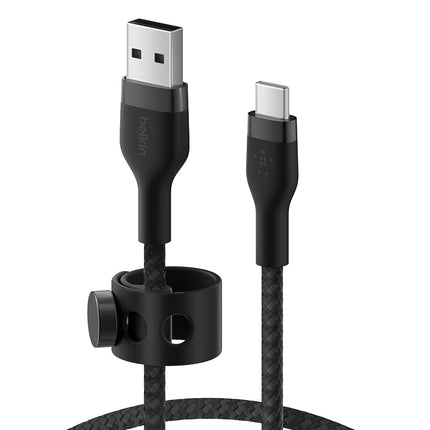 Belkin BoostCharge Pro Flex Braided USB-C to USB-A Cable (1M/3.3FT) USB-IF Certified Fast Charging Cable for iPhone 17, iPhone 17 Pro, iPad, Galaxy S25, Note, Pixel, Nintendo Switch 2 & More - Black
