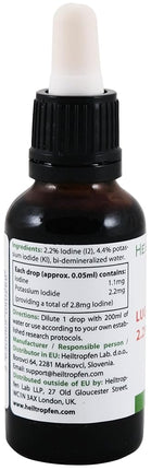 2.2% Lugol's Iodine Solution (1 Fl Oz - 30 ml), Pharmaceutical Grade, Lugols Solution Made with Iodine and Potassium Iodide. Heiltropfen®