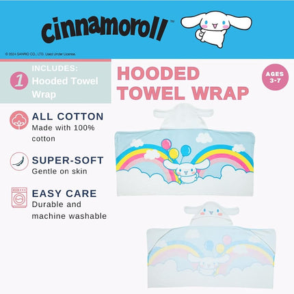 Franco Sanrio Cinnamoroll Kids Hooded Towel Super Soft Bath/Pool/Beach Soft Cotton Terry Towelling 24" x 50" Officially Licensed