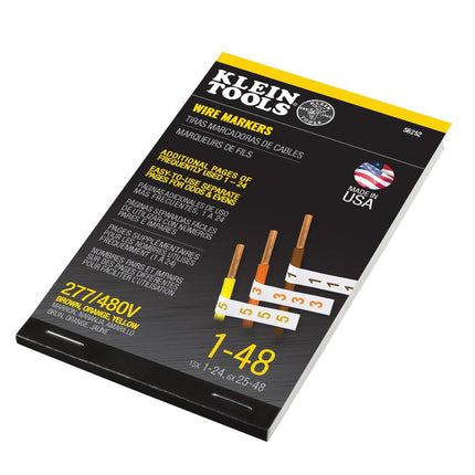 Klein Tools Libro de marcadores de cables 56252, 277/480 V 3 fases 1-48