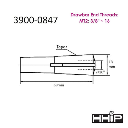 HHIP 3900-0847 Mt2 Round Collet, 7/16"