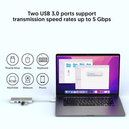 j5create USB 3.0 Hub with HDMI, VGA, RJ45 Gigabit Ethernet, 2 USB 3.1