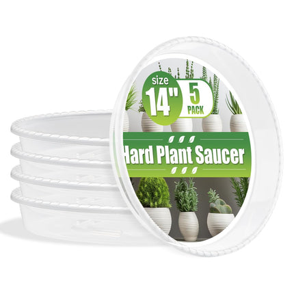RooTrimmer 5 Pack 14 Inch Clear Plant Saucers for 