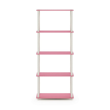 Furinno TURN-N-TUBE 5-Tier Tool-Free Corner Shelf, Pink