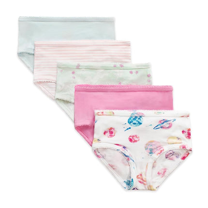 Ropa interior para bebé Burt's Bees Baby para niña, algodón orgánico, paquete de 5, planetas y unicornios, talla 5T