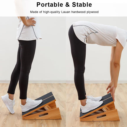 StrongTek Large Wooden Slant Board Adjustable Calf Stretcher Portable