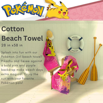Franco Pokemon Girl Anime Kids Super Soft Cotton Bath/Pool/Beach Towel, 58 in x 28 in