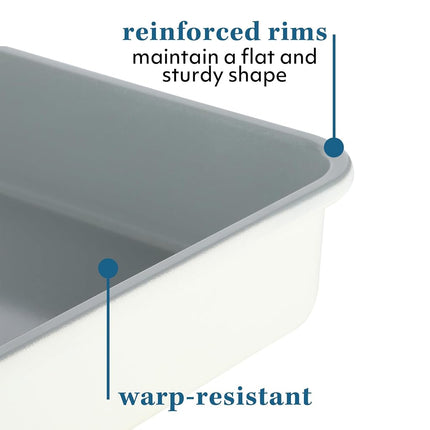SUR LA TABLE Kitchen Essentials Bake Sale 9 Inch PFA Free Ceramic Nonstick Rectangular Cake Pan - Linen White