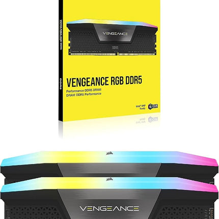 CORSAIR VENGEANCE RGB DDR5 RAM 32GB (2x16GB) Up to 6400MHz CL36-48-48-104 1.35V Intel XMP 3.0 Desktop Computer Memory - Black (CMH32GX5M2B6400C36)