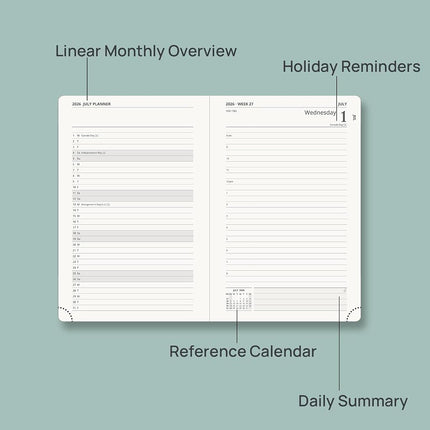 POPRUN 2026-2027 Daily Planner One Page Per Day, 5.75" x 8.5" Day Planner