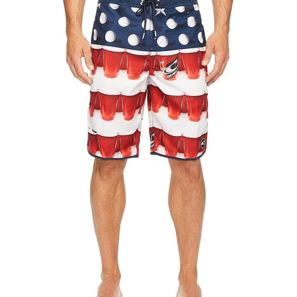 Bermuda O'Neill de hombre Beerpong Scallop 24-7, Rojo/Blanco/Azul, 32