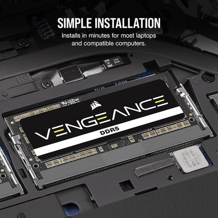 CORSAIR VENGEANCE SODIMM DDR5 RAM 32GB (1x32GB) Up to 5600MHz CL48 Intel XMP iCUE Compatible Computer Memory – Black (CMSX32GX5M1A5600C48)