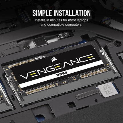 CORSAIR VENGEANCE SODIMM DDR5 RAM 16GB (1x16GB) Up to 5600MHz CL48 Intel XMP iCUE Compatible Computer Memory - Black (CMSX16GX5M1A5600C48)