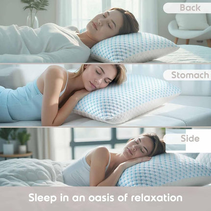 Nestl Cooling Pillow, Shredded Memory Foam Pillows Queen Size Set of 2, Gel Infused Cool Pillow, Adjustable Cooling Pillows for Sleeping, Breathable Queen Pillows, Washable Removable Bed Pillow Cover
