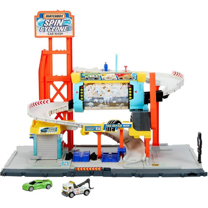 Matchbox Spin Cyclone Car Wash Playset with Corvette & Tow Truck