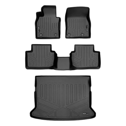 SMARTLINER Tapis de sol toutes saisons sur mesure 2 rangées et tapis de coffre derrière la 2ème rangée Ensemble noir pour Mazda CX-30 2020