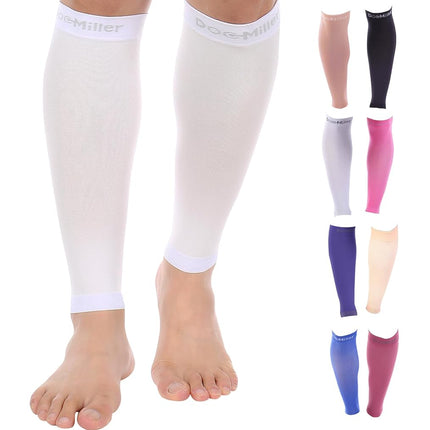 Doc Miller Calf Compression Sleeves for Men & Women, Footless Leg Compression Socks Support for Runners, 15–20mmHg Graduated, Shin Splints, Varicose Veins, Pain Relief & Swelling (1 Pair)