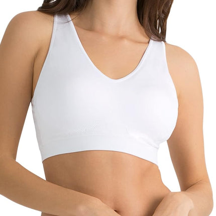 Fruit of the Loom Women's Seamless Pullover Bra with Built-in Cups, White, S