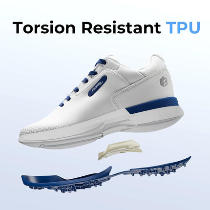 FitVille Men's Golf Shoes Extra Wide White Blue