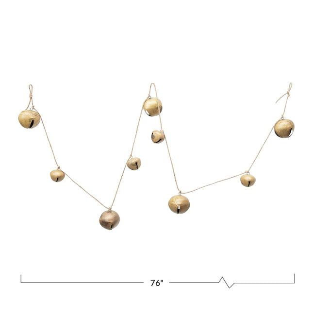Creative Co-Op 76" L Metal Jingle Bell Garland, Gold Finish
