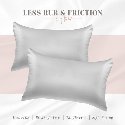 Elegant Comfort Silky and Luxurious 2-Piece Satin Pillowcase Set for Healthier Skin and Hair, Hidden Zipper Closure and Beautifully Packaged, Satin Pillowcase Set, King, Silver Gray