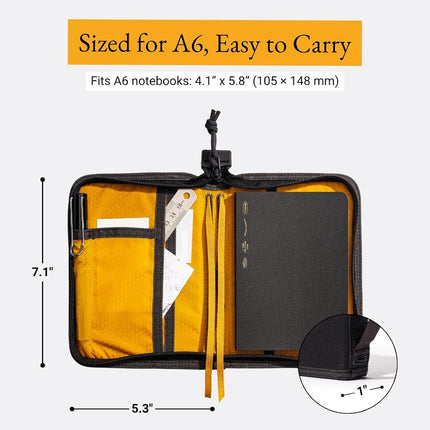 LOCHBY® Field Folio A6 | Zipper Journal Notebook Cover | Water Resistant Waxed Canvas | Perfect for Travel, Art, Bullet Journal
