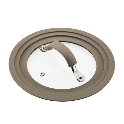 Rachael Ray Cook + Create Universal Silicone-Rimmed Glass Lid, 8.5 Inch, Taupe