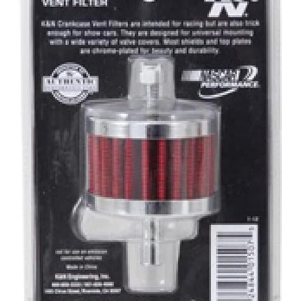 K&N Vent Air Filter/Breather: High Performance, Premium, Washable, Replacement Engine Filter: Flange Diameter: 0.25 In, Filter Height: 1.5 In, Flange Length: 0.875 In, Shape: Breather, 62-1090