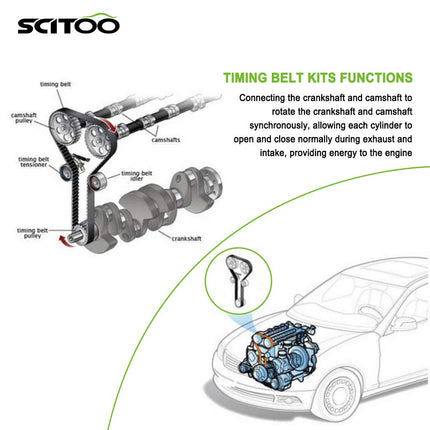 Scitoo compatible avec Ford Escort Tracer 1,9 L SOHC 92-96 - Kit de courroie de distribution et pompe à eau