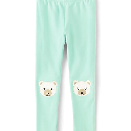 Gymboree Leggings para niñas y bebés, oso polar menta, 18-24 meses