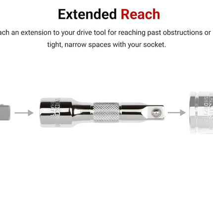 TEKTON 1/2 Inch Drive Extension Set, 4-Piece (1-1/2, 3, 6, 10 in.) | SHA92011