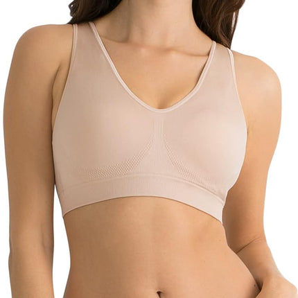 Fruit of the Loom Women's Seamless Pullover Bra with Built-in Cups, in The Buff, L