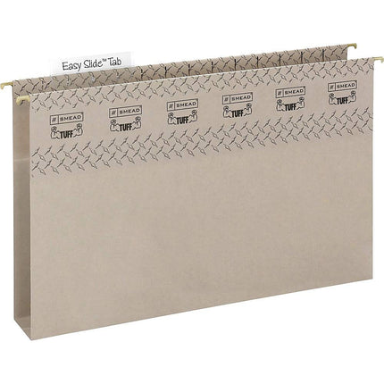Smead TUFF Extra Capacity Box Bottom Hanging Folder, 2" Expansion, 1/3-Cut Easy Slide Tab, Legal Size, Steel Gray, 18 per Box (64340)