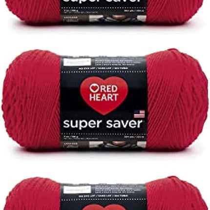 Red Heart Super Saver Pack of 3 - Hot Red - 7oz/198g - Acrylic - 4 Medium (Worsted) - 364 Yards - Knitting, Crocheting, Crafts & Amigurumi