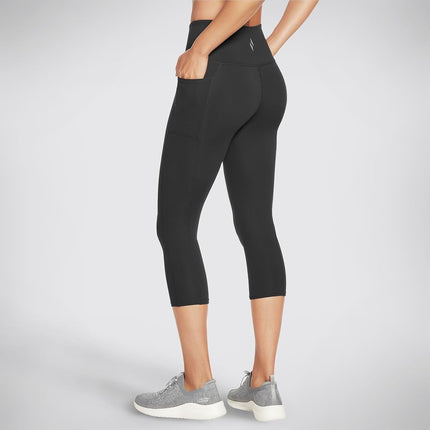 Skechers Womens Go Walk High Waisted Mid Calf Legging, Bold Black, XXXL