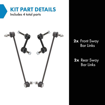 TRQ Front & Rear Sway Bar Stabilizer Link Set