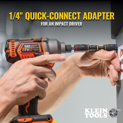 Klein Tools 32907 Impact Driver, 7-in-1 SAE Impact Socket Set, Flip Socket Set with 6 Nut Driver Sizes and 1/4-Inch Bit Holder