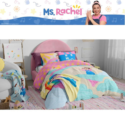 Franco Ms. Rachel Educational Adventures Kids Bedding Super Soft Microfiber Comforter and Sheet Set, 4 Piece Twin Size, (Officially Licensed Product)