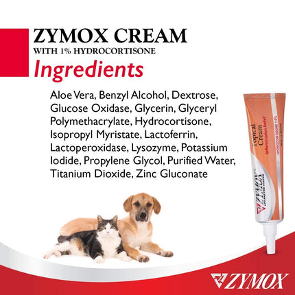 Zymox Veterinarian Strength Topical Cream with 1% Hydrocortisone for Dogs and Cats, 1oz