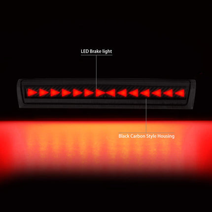 DNA MOTORING 3BL-GMCD00-3D-T4-LED-BK, luz de freno trasera LED 3D de línea de punta de flecha con carcasa negra [Compatible con Suburban 1500 2500 00-06 / Tahoe / Yukon & XL 1500 2500 00-06]