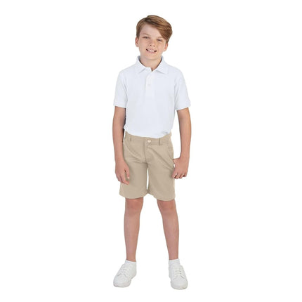 French Toast Boys' Short Sleeve Pique Polo, White, X-Large/18/20/ Husky