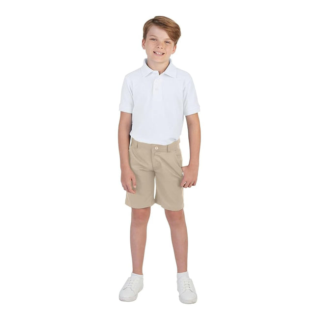 French Toast Boys' Short Sleeve Pique Polo, White, X-Large/18/20/ Husky