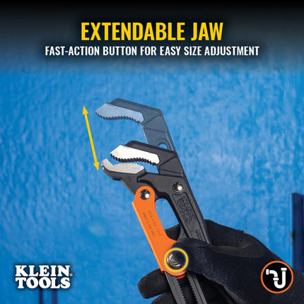 KLEIN TOOLS 68230 Pipe Wrench, S-JawQuick-AdjustPlumbers Wrench Fits up to 1-1/2-Inch Round Pipe and 1-1/4-Inch Hex Nuts, 13-Inch