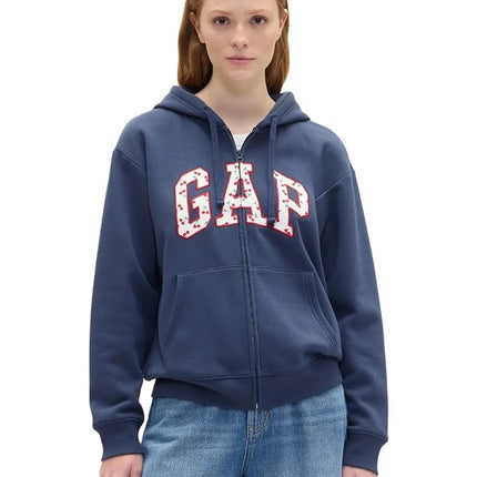 GAP womens Logo Hoodie Hooded Full Zip Sweatshirt,