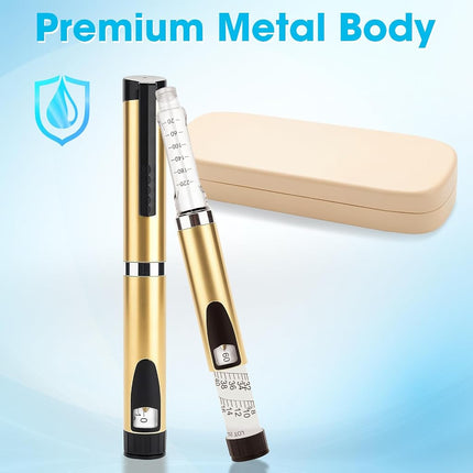 60 Units Reusable Peptide Pen Injector, Clear Scale and Protect Case, Compatible with 3ML for Home and Travel Use(Gold)