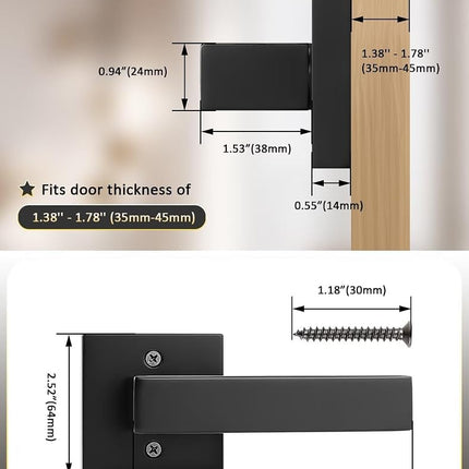 Tinewa Dummy Door Handle for Left Hand and Right Hand, Square Black Door Konb for Closet, Non-Turning Single Side Pull, 1 Pack