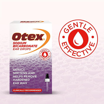 Otex Sodium Bicarbonate Ear Drops for Hardened Ear Wax - 10ml Bottle with Dropper Applicator