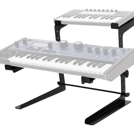 Soporte Rockville Ajustable de Doble Estante para Controlador DJ, Teclado MIDI y Laptop (Rock2d2)