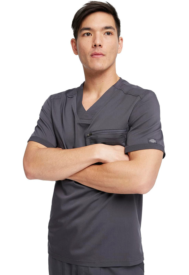 Dickies Scrub Top for Men with Zip Chest Pocket, R