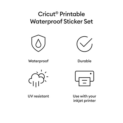 Cricut Printable Waterproof Sticker Set, White, 8.5" x 11" (20)